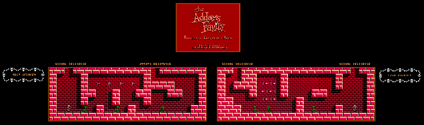 Thumbnail for a map of West Chimney & East Chimney for the NES game The Addams Family: Pugsley's Scavenger Hunt.