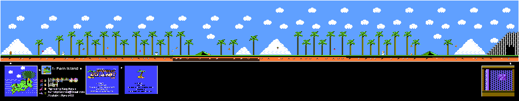 Thumbnail for a map of Island 1: Fern Island Area 1 for the NES game Adventure Island II.