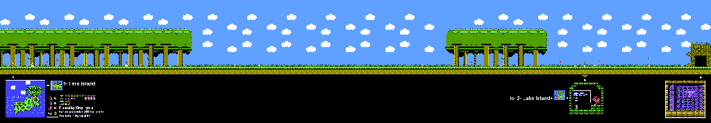Thumbnail for a map of Island 1: Fern Island Area 3 for the NES game Adventure Island II.