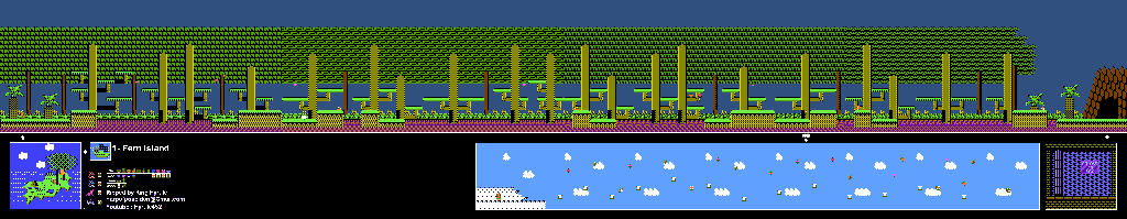 Thumbnail for a map of Island 1: Fern Island Area 6 for the NES game Adventure Island II.