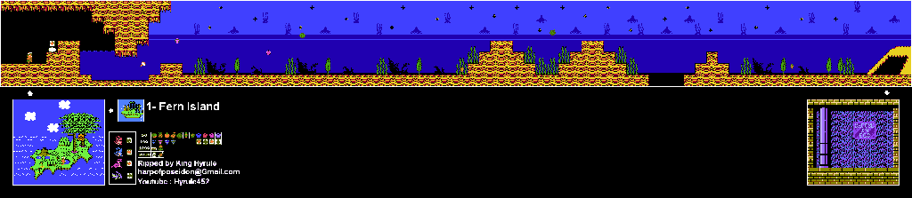 Thumbnail for a map of Island 1: Fern Island Area 7 for the NES game Adventure Island II.