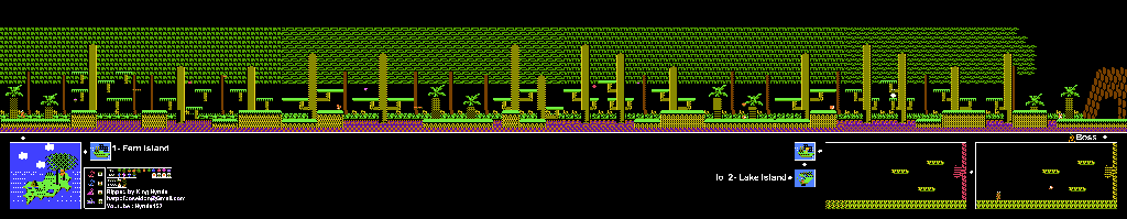 Thumbnail for a map of Island 1: Fern Island Area 9 for the NES game Adventure Island II.