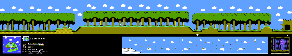 Thumbnail for a map of Island 2: Lake Island Area 2 for the NES game Adventure Island II.
