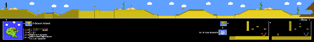 Thumbnail for a map of Island 3: Desert Island Area 9 for the NES game Adventure Island II.