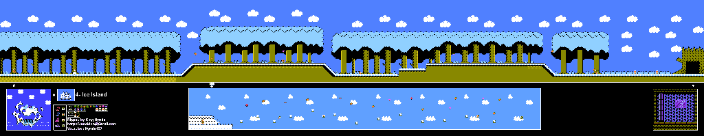 Thumbnail for a map of Island 4: Ice Island Area 3 for the NES game Adventure Island II.