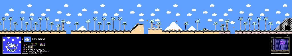 Thumbnail for a map of Island 4: Ice Island Area 5 for the NES game Adventure Island II.