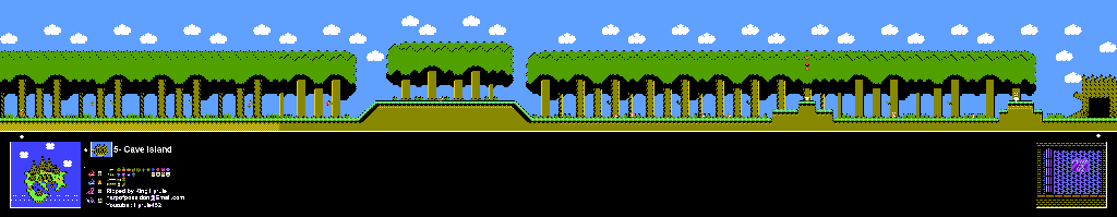 Thumbnail for a map of Island 5: Cave Island Area 2 for the NES game Adventure Island II.