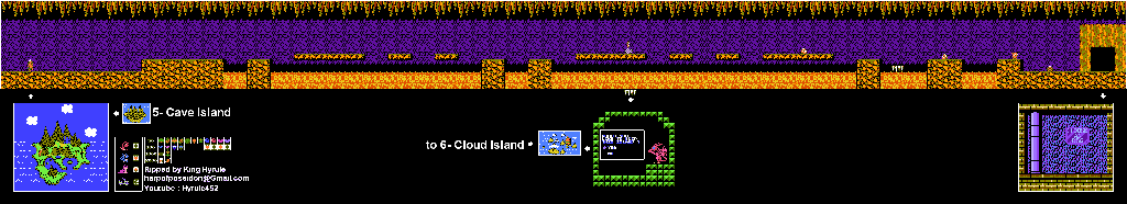Thumbnail for a map of Island 5: Cave Island Area 3 for the NES game Adventure Island II.