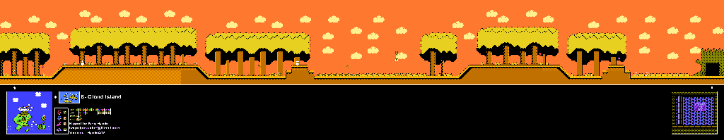 Thumbnail for a map of Island 6: Cloud Island Area 1 for the NES game Adventure Island II.