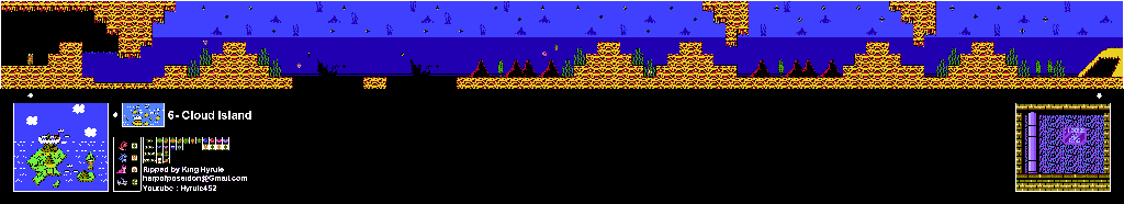 Thumbnail for a map of Island 6: Cloud Island Area 2 for the NES game Adventure Island II.