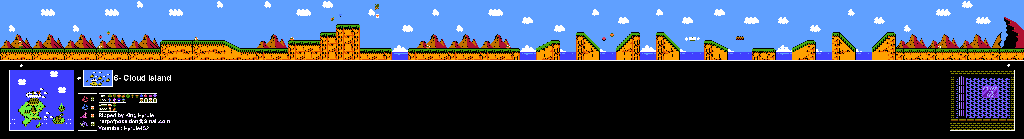 Thumbnail for a map of Island 6: Cloud Island Area 3 for the NES game Adventure Island II.