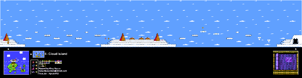 Thumbnail for a map of Island 6: Cloud Island Area 4 for the NES game Adventure Island II.