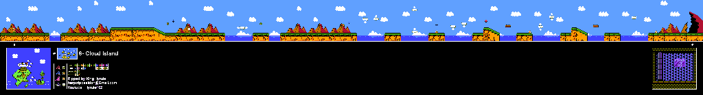 Thumbnail for a map of Island 6: Cloud Island Area 5 for the NES game Adventure Island II.