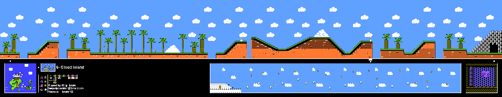 Thumbnail for a map of Island 6: Cloud Island Area 8 for the NES game Adventure Island II.