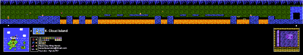 Thumbnail for a map of Island 6: Cloud Island Area 9 for the NES game Adventure Island II.