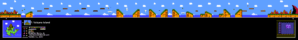 Thumbnail for a map of Island 7: Volcano Island Area 1 for the NES game Adventure Island II.