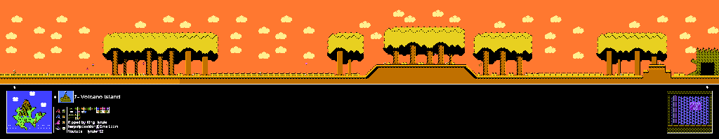 Thumbnail for a map of Island 7: Volcano Island Area 2 for the NES game Adventure Island II.