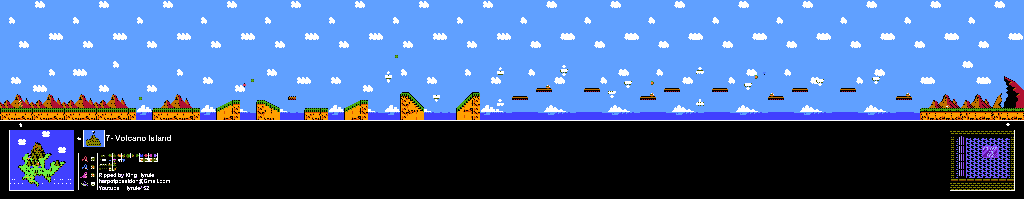 Thumbnail for a map of Island 7: Volcano Island Area 4 for the NES game Adventure Island II.