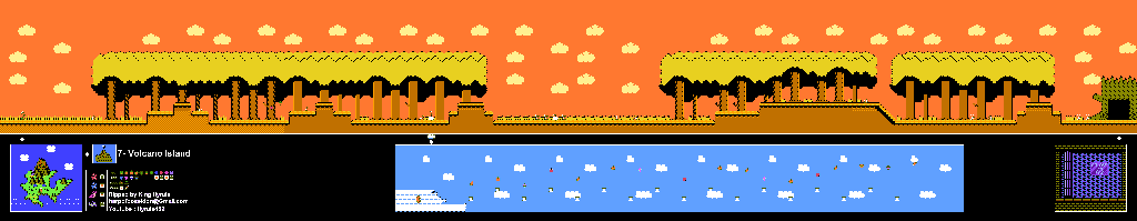 Thumbnail for a map of Island 7: Volcano Island Area 5 for the NES game Adventure Island II.