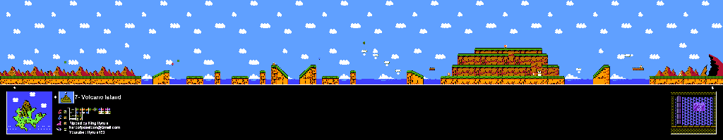 Thumbnail for a map of Island 7: Volcano Island Area 6 for the NES game Adventure Island II.