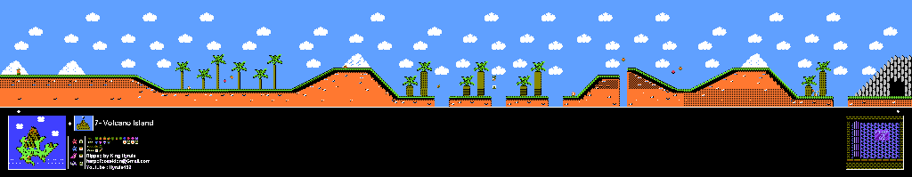 Thumbnail for a map of Island 7: Volcano Island Area 8 for the NES game Adventure Island II.