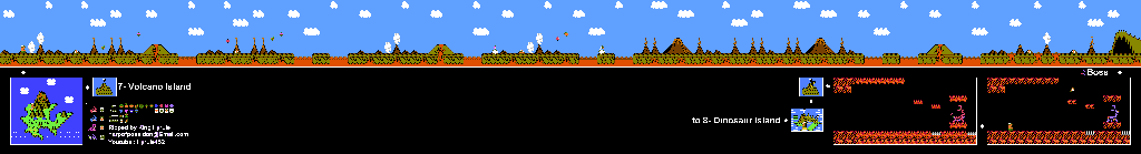 Thumbnail for a map of Island 7: Volcano Island Area 9 for the NES game Adventure Island II.