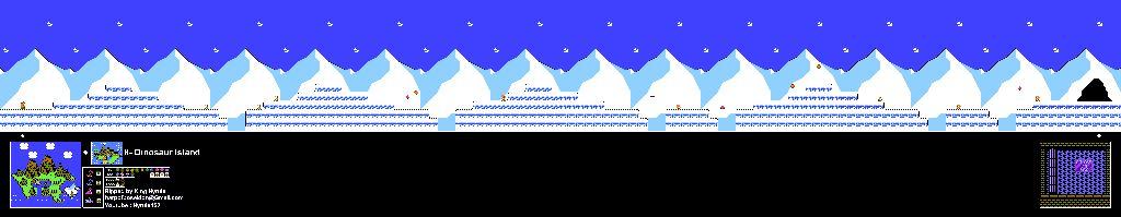 Thumbnail for a map of Island 8: Dinosaur Island Area 1 for the NES game Adventure Island II.