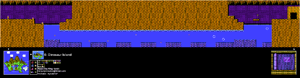 Thumbnail for a map of Island 8: Dinosaur Island Area 13 for the NES game Adventure Island II.