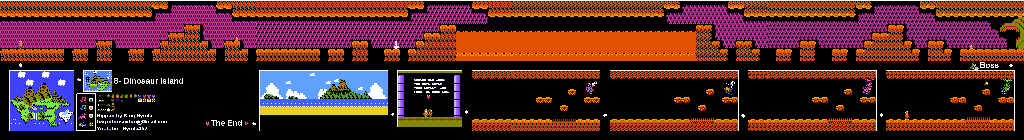 Thumbnail for a map of Island 8: Dinosaur Island Area 14 for the NES game Adventure Island II.