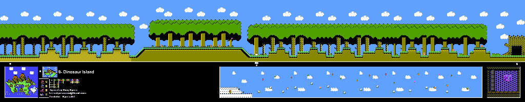 Thumbnail for a map of Island 8: Dinosaur Island Area 4 for the NES game Adventure Island II.