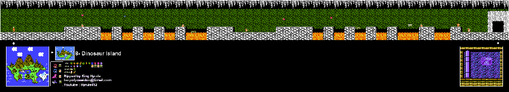 Thumbnail for a map of Island 8: Dinosaur Island Area 6 for the NES game Adventure Island II.