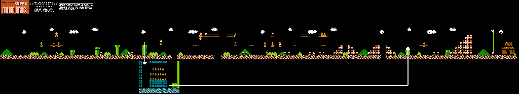 Thumbnail for a map of World 1 1-1 for the NES game All Night Nippon Super Mario Bros..
