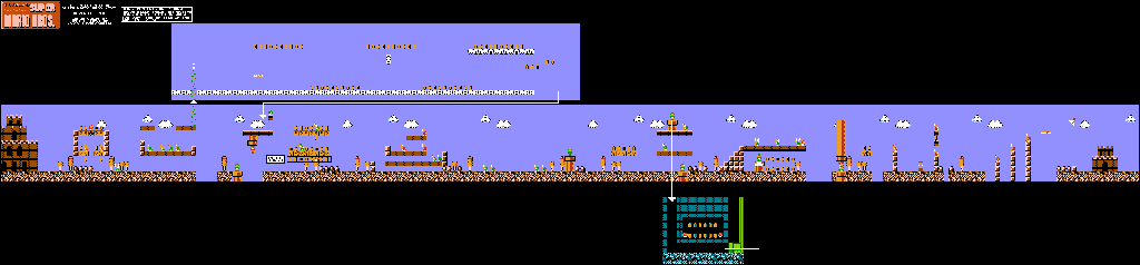 Thumbnail for a map of World A A-1 for the NES game All Night Nippon Super Mario Bros..