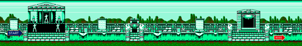 Thumbnail for a map of Stage 1: The Graveyard Of Heroes for the NES game Altered Beast.
