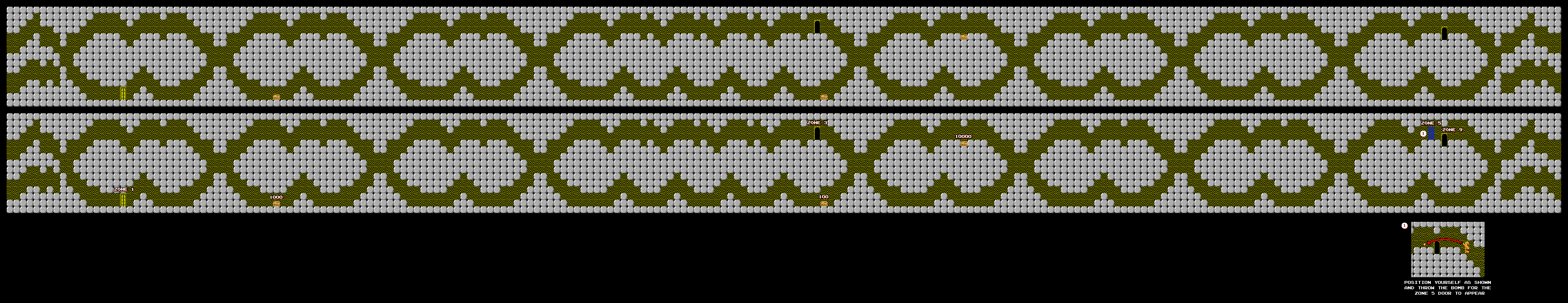 Thumbnail for a map of Zone 2 for the NES game Atlantis no Nazo.