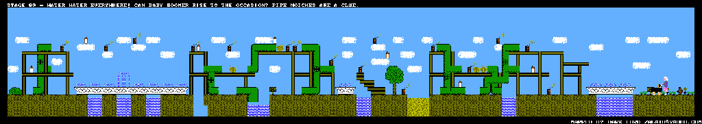 Thumbnail for a map of Water Water Everywhere! Can Baby Boomer Rise To The Occasion? for the NES game Baby Boomer.