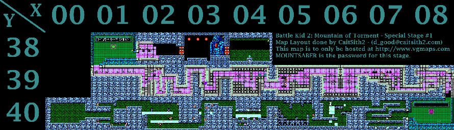 Thumbnail for a map of Mount Saber for the NES game Battle Kid 2: Mountain Of Torment.