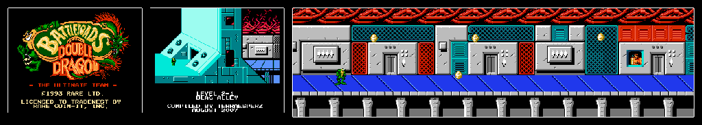 Thumbnail for a map of Level 2: Blag Alley Area 1 for the NES game Battletoads & Double Dragon: The Ultimate Team.