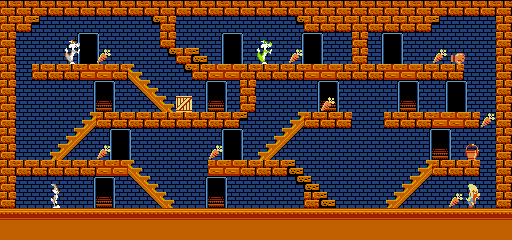 Thumbnail for a map of Stage 11 for the NES game The Bugs Bunny Crazy Castle.
