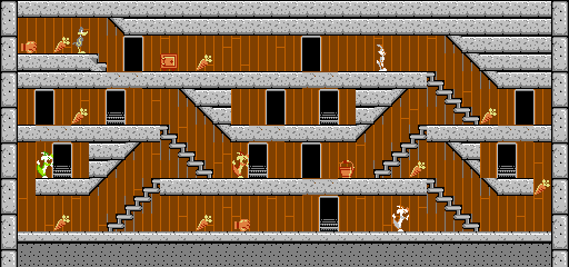 Thumbnail for a map of Stage 33 for the NES game The Bugs Bunny Crazy Castle.