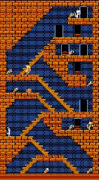 Thumbnail for a map of Stage 34 for the NES game The Bugs Bunny Crazy Castle.