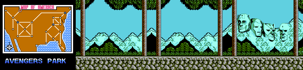 Thumbnail for a map of Avengers Park for the NES game Captain America And The Avengers.