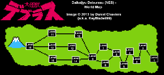 Thumbnail for a map of World for the NES game Daikaijyu Deburasu.