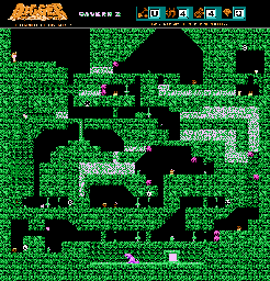 Thumbnail for a map of Cavern 2 for the NES game Digger: The Legend Of The Lost City - Starring Digger T. Rock.