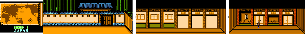 Thumbnail for a map of Mission 3: Japan for the NES game Double Dragon III: The Sacred Stones.