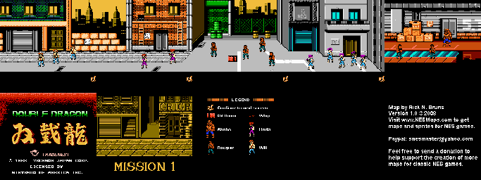 Thumbnail for a map of Mode A Mission 1 for the NES game Double Dragon.