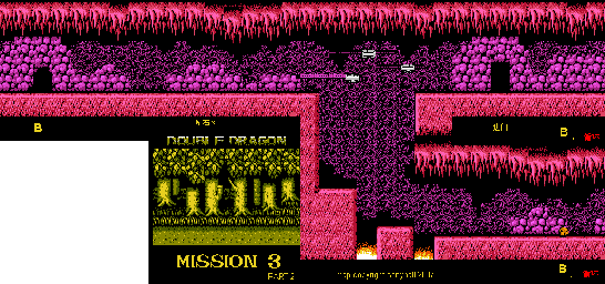 Thumbnail for a map of Mode A Mission 3-2 (Unmarked) for the NES game Double Dragon.