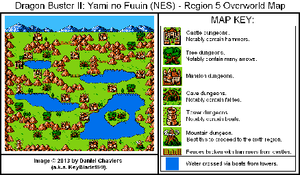 Thumbnail for a map of Region 5 Overworld for the NES game Dragon Buster II: Yami no Fuuin.