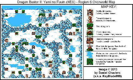 Thumbnail for a map of Region 6 Overworld for the NES game Dragon Buster II: Yami no Fuuin.