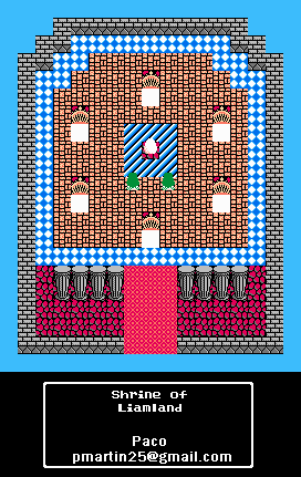 Thumbnail for a map of Main World Shrine Of Liamland for the NES game Dragon Warrior III.